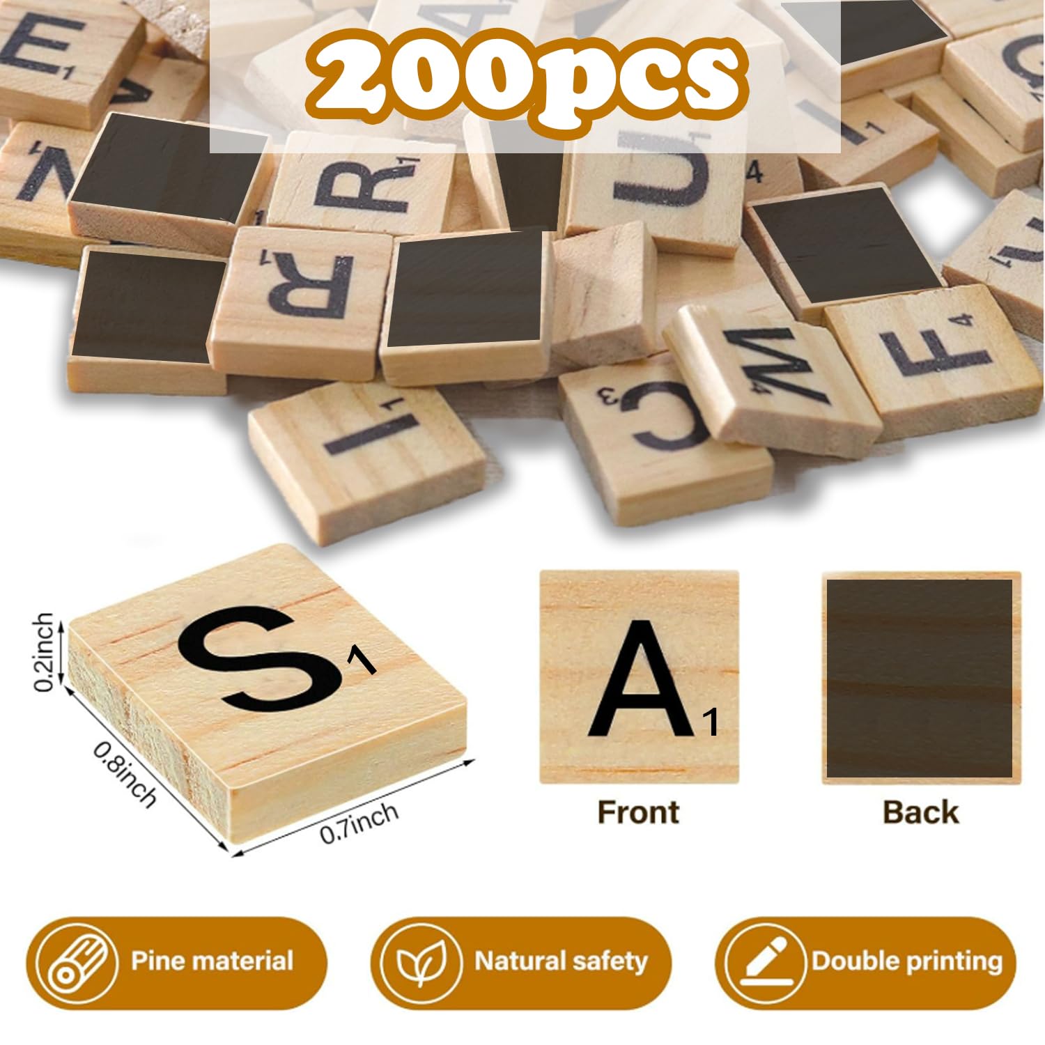 LSCQYYCC-200Pcs Magnetic Wooden Letter Bricks, Craft Letters - DIY Wooden Gift Decoration - Making Letter Coasters and Cross Games DIY Wood Gift