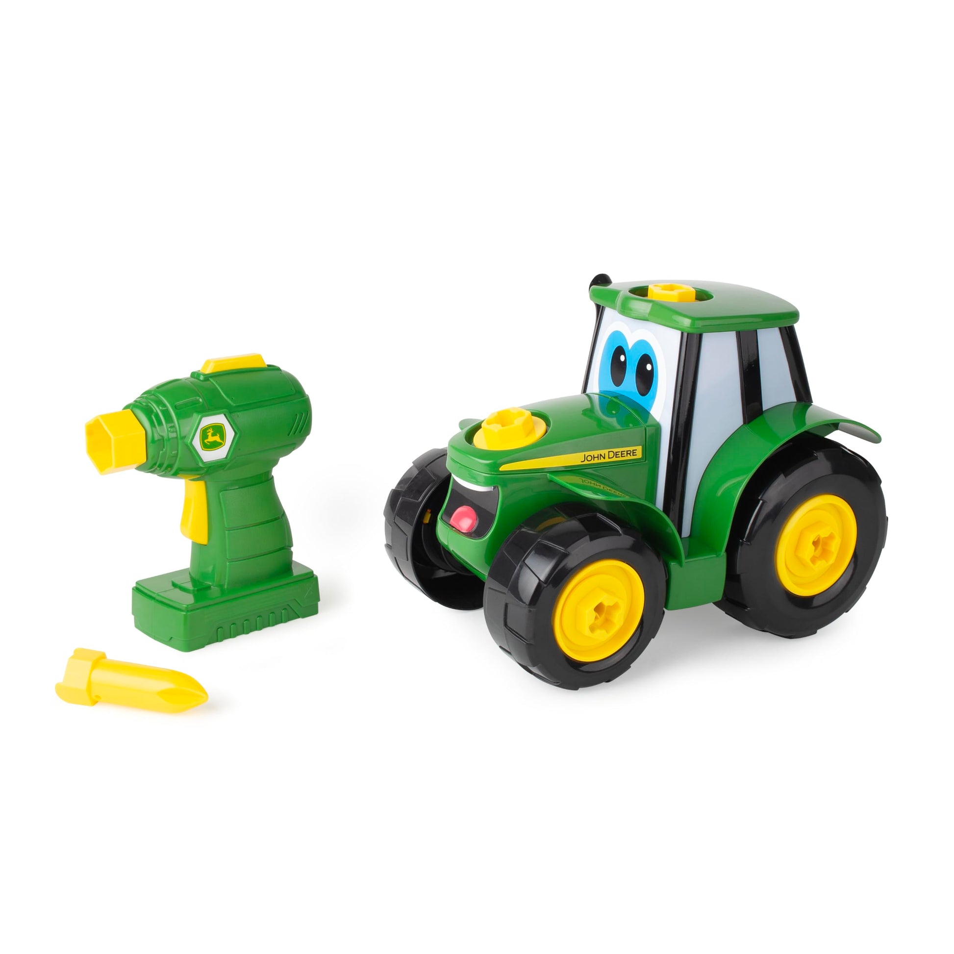 BUILD-A-BUDDY John Deere Tractor Toy and Toy Drill - Toddler STEM Take Apart Toys with 16 Individual Pieces and Kids Tools - Kids Building Toys Ages 3