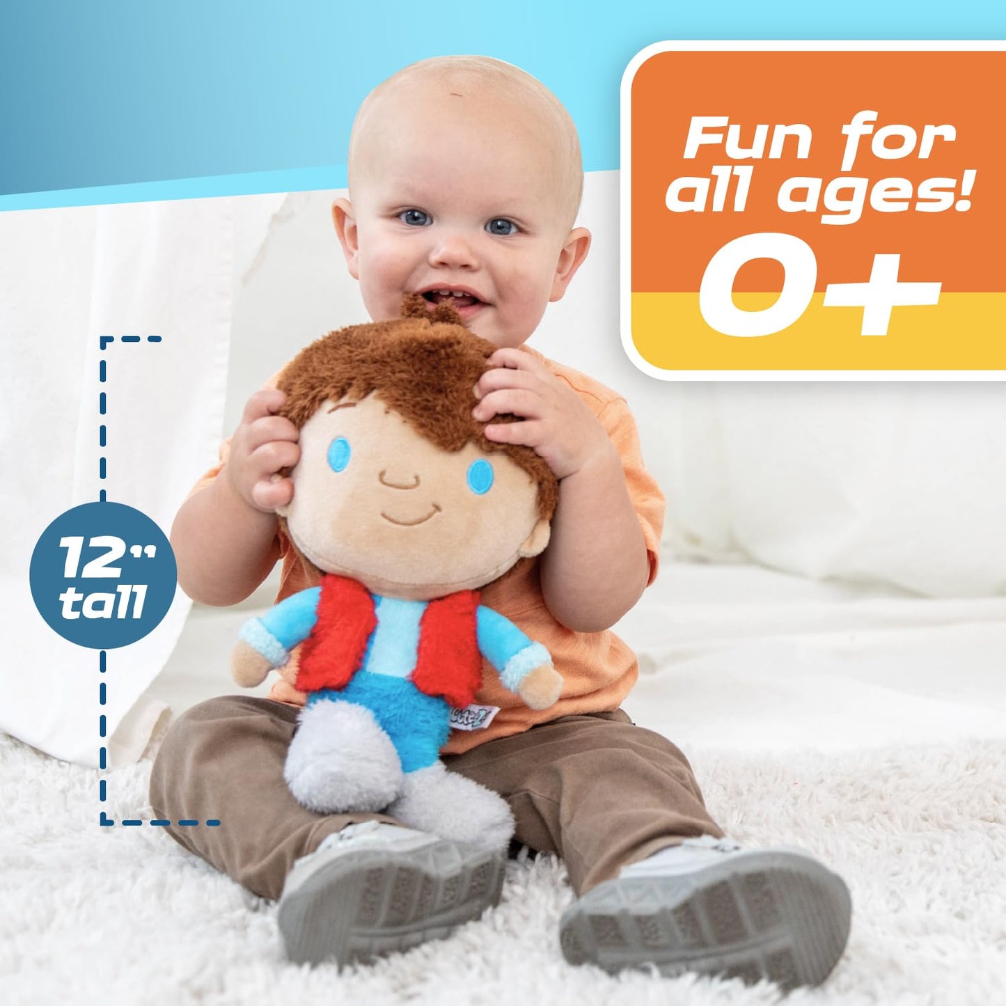 Back to The Future Marty McFly Cuteeze Stuffed Plush Toy - 12 Inch Extra Soft Plushie - Crinkle Sound in Ears - Beans in The Body for Comforting Feel
