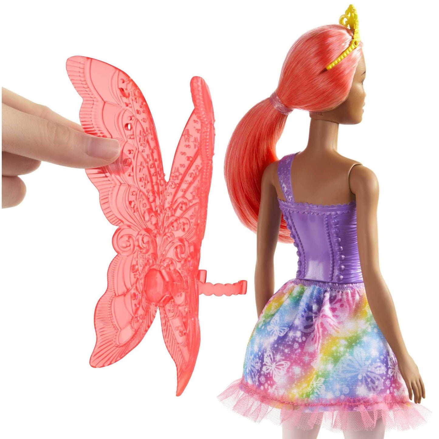 Barbie Dreamtopia Fairy Fashion Doll & Accessories, Pink Hair with Removable Skirt, Headband & Wings