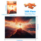 Adults Beautiful Christian Cross on The Mountaintop Sunrise Scene Jigsaw Puzzles with Faith Message Inspirational Religious Puzzle Hard Challenging