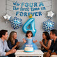 Four the First Time in Forever Banner Foil Balloons 4 year old for 4th Birthday Party Supplies Snowflake Birthday Decors Birthday Party Favors Blue