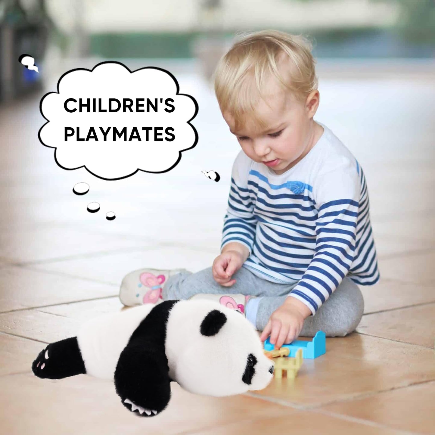 Furvana Plush Panda Stuffed Animal, Black and White Plush Pillow, 12" Soft Cuddly Toy, for Kids and Girls Birthday Christmas