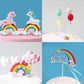 MOVINPE Unicorn Cake Topper, 2 Magic Unicorns Sculpture, 1 Rainbow, 1 Happy Birthday Banner, 2 Cloud, 4 Balloon, 12 Stars, 1 Moon, Cake Decoration