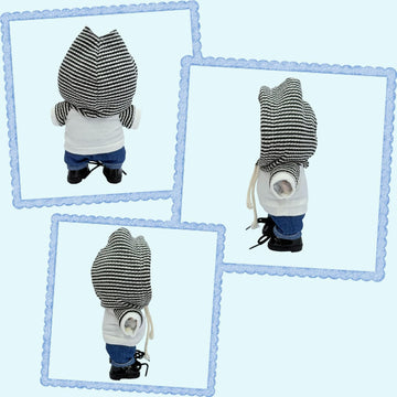 17cm Doll Striped Hoodies Clothes Outfit Set, Chic Style Accessories Suit Set for Standing/Sitting or Any 17cm/6.7inch Doll (Striped Hoodie/Blue Denim