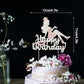 LINGTEER Happy Birthday Crown Queen Lady Rhinestone Cake Topper - Cheers to Makeup Spa Birthday Party Cake Centerpieces Decorations Gift Sign - Pink.