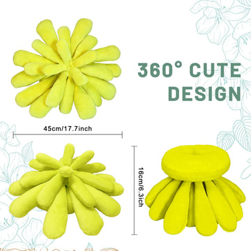 Dumwry 3D Plant Shaped Throw Pillow, 17.7 Inch Soft Plush Decorative Cushion, Hand-Stitched Flower Style Pillow for Bedroom, Living Room & Home Decor
