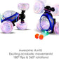 Haktoys Rechargeable RC Tornado Stunt Car - 360° Flip Remote Control Turbo Twister Vehicle with Lights & Music | Double-Sided Spinning Car Toy