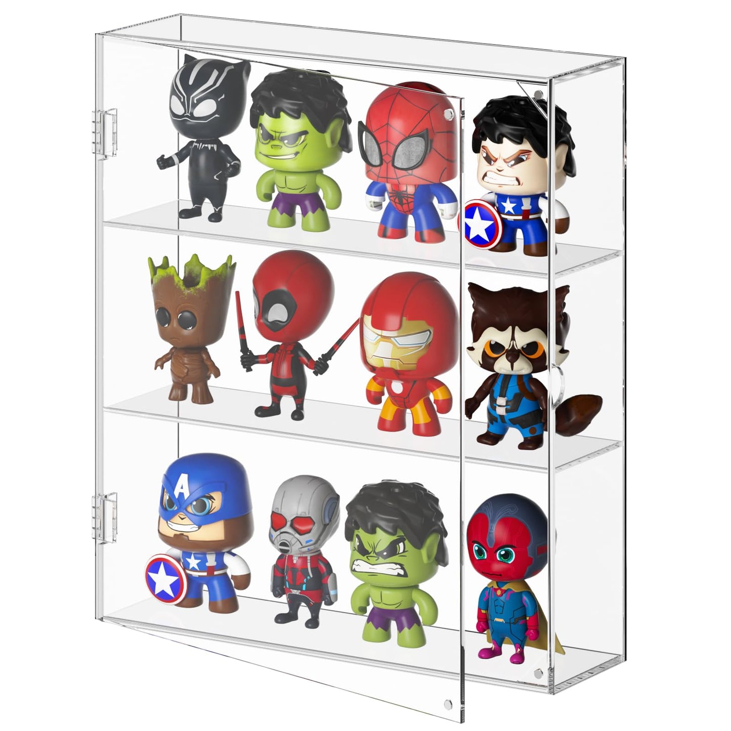 AITEE Acrylic Display Case for Mini Funko Pop Figures, Clear Wall Mounted or Desktop 3 Layer Storage Cabinet Organizer for Mini