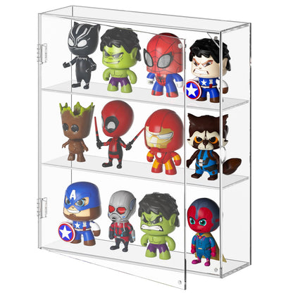 AITEE Acrylic Display Case for Mini Funko Pop Figures, Clear Wall Mounted or Desktop 3 Layer Storage Cabinet Organizer for Mini