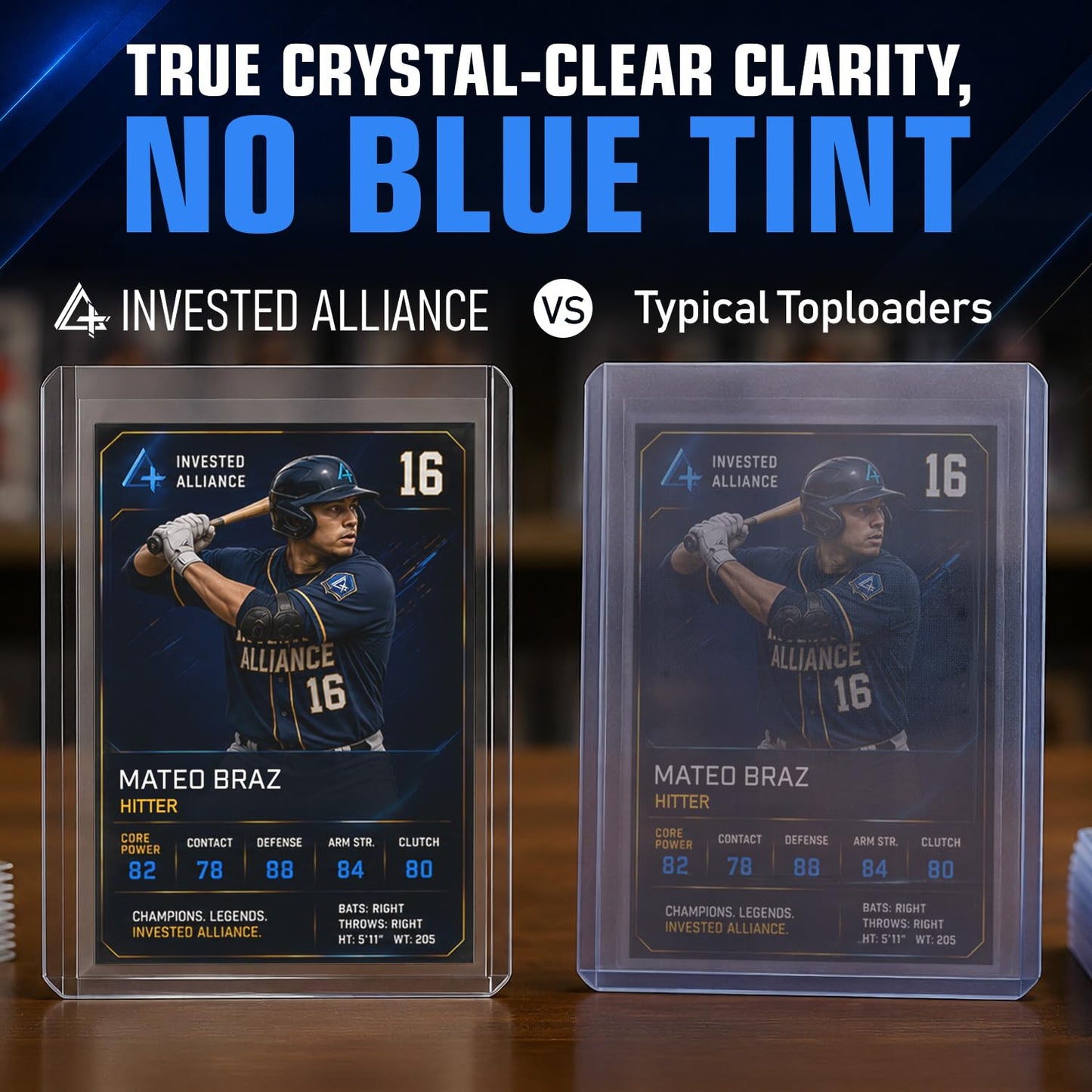 Invested Alliance 200-Pack Toploaders & Card Sleeves - 100 Crystal-Clear 35PT Top Loaders + 100 Penny Sleeves, 3x4 Hard Plastic Protectors for