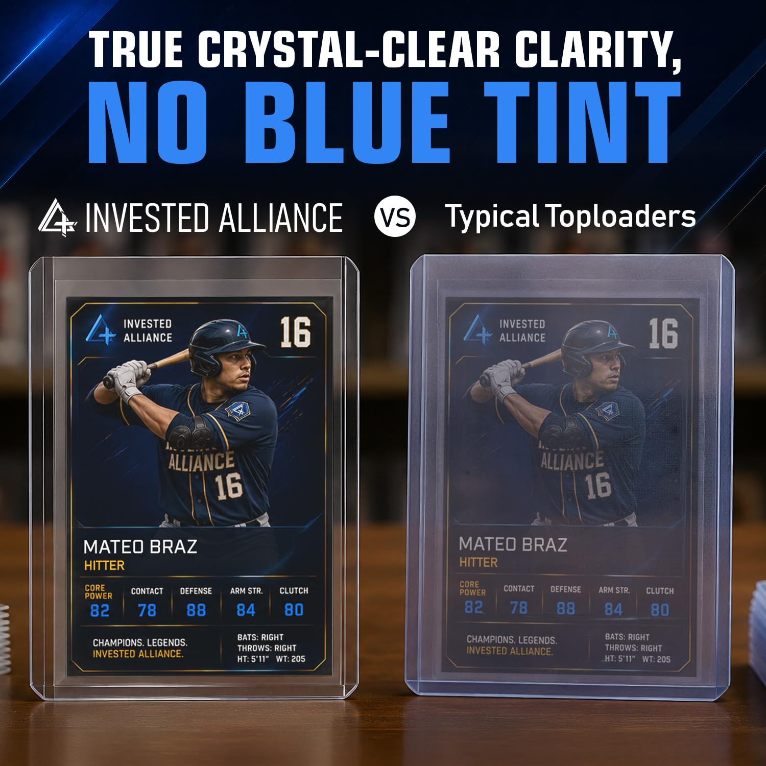 Invested Alliance 200-Pack Toploaders & Card Sleeves - 100 Crystal-Clear 35PT Top Loaders + 100 Penny Sleeves, 3x4 Hard Plastic Protectors for
