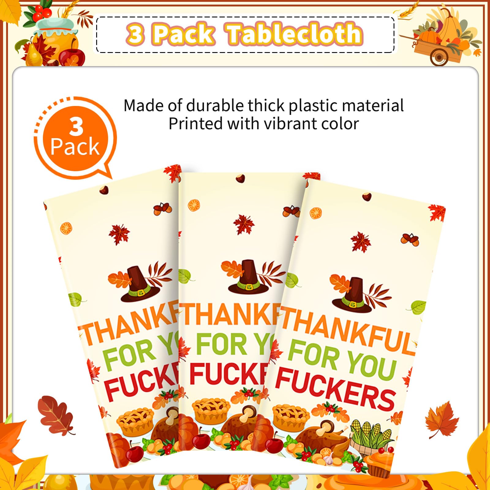 Yavxzvbw 3Pcs Thanksgiving Tablecloth Thanksgiving Party Decorations Tablecloths Friendsgiving Party Decorations Thanksgiving Party Supplies