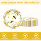 40Pcs Bee Birthday Party Decorations Bee Paper Plates and Napkins Cute Bumblebee Daisy Honeycomb Themed Tableware Set,for Honey Baby Shower Kids Boys