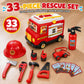 33-Piece Toddler Fire Truck Toy | Electric Firetruck Toys | Fire Engine Toy with Firemen Tool Set | Roleplay Firefighter Toys | Kids Trucks Gifts