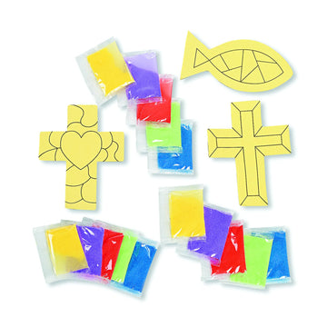 Fun Express 4 1/4" - 4 1/2" Religious Sand Art Magnet Craft Kit - Makes 12 - Great for Sunday School, Vacation Bible School and Other Religious