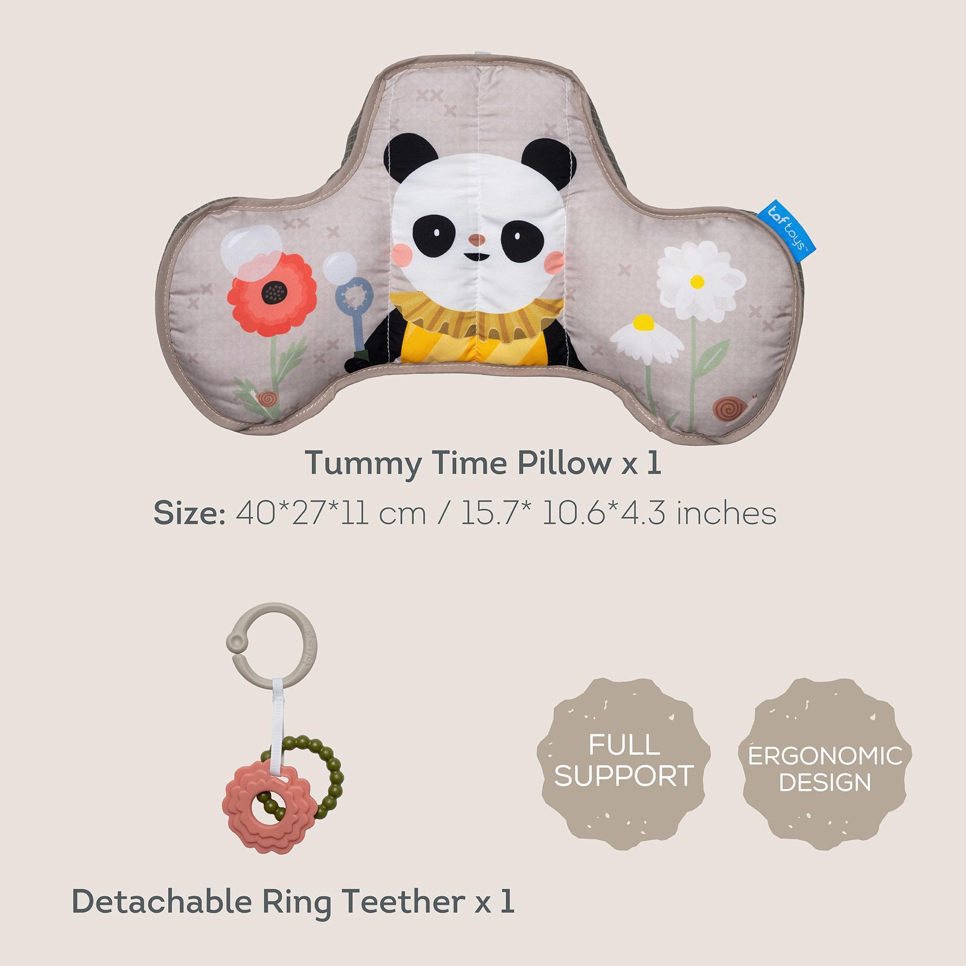 Taf Toys Tummy Time Ergonomic Support Toy & Teether for Infant Newborn Supportive Baby & Neck Strengthening Develops Muscles for Crawling Montessori
