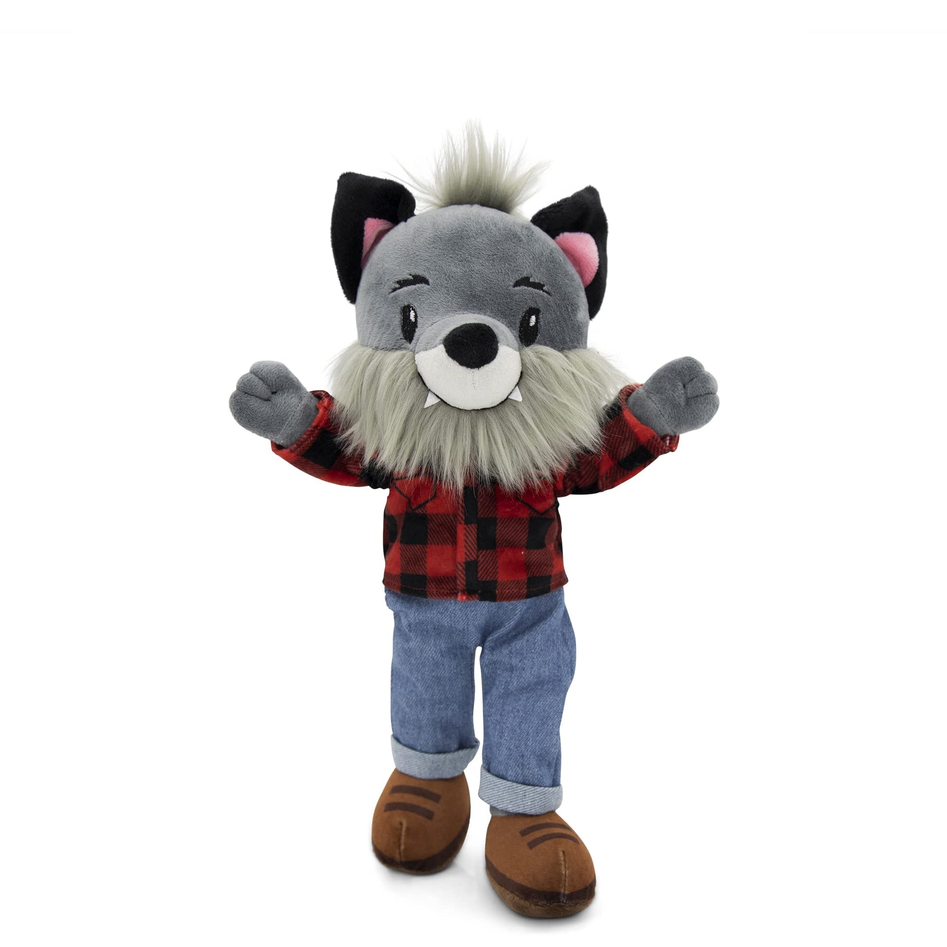 Playtime by Eimmie Soft Baby Doll Walter The Wolf - 14" Plush Rag Doll with Embroidered Features for Girls, Boys, Toddlers & Infants - Educational