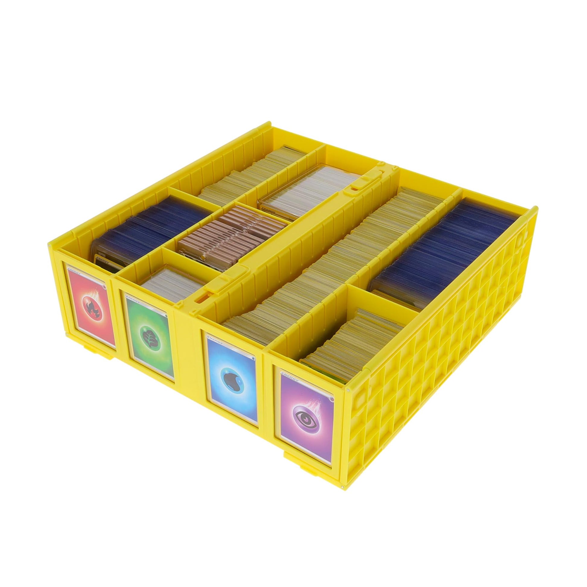 BCW Collectible Card Bin - Single Yellow | Holds 3200 Cards | Includes 4 Card Storage Partitions