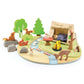 Tender Leaf Toys - Wildlife Camping Playset - Wooden Doll Sized Camping Set with Tent, Campfire, Fishing Rod & Accessories - Imaginative Play Set