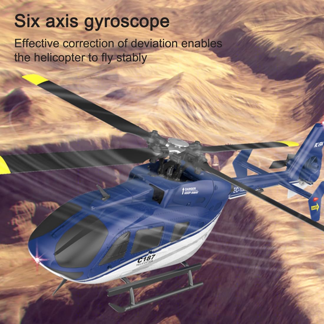 C187 EC-135 RC Helicopter for Adults, 1:48 2.4G 4CH Single Flybarless Direct-Drive RC Helicopter Outdoor, RC Aircraft Optical Flow Positioning 6-axis
