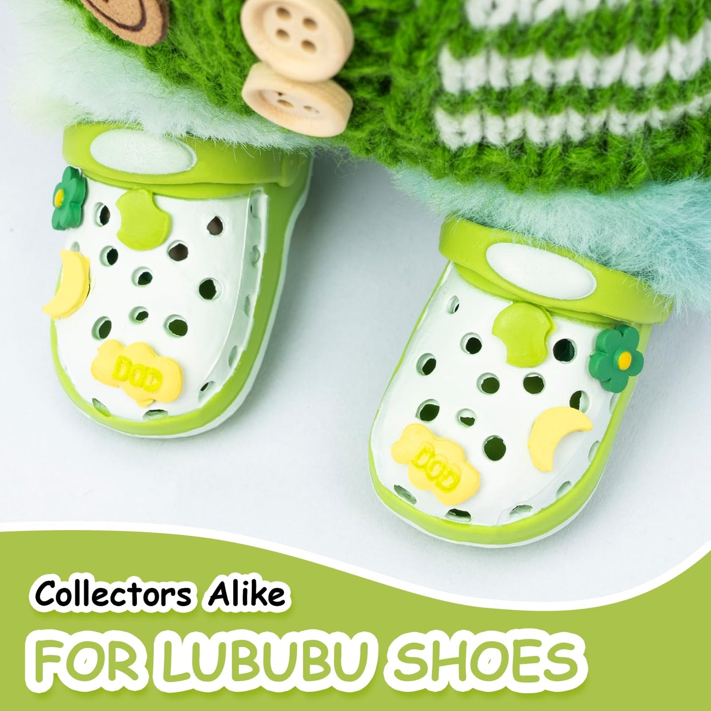 Fashion Doll Shoes for lububu, Cute Accessories for 4-7in Dolls, Green