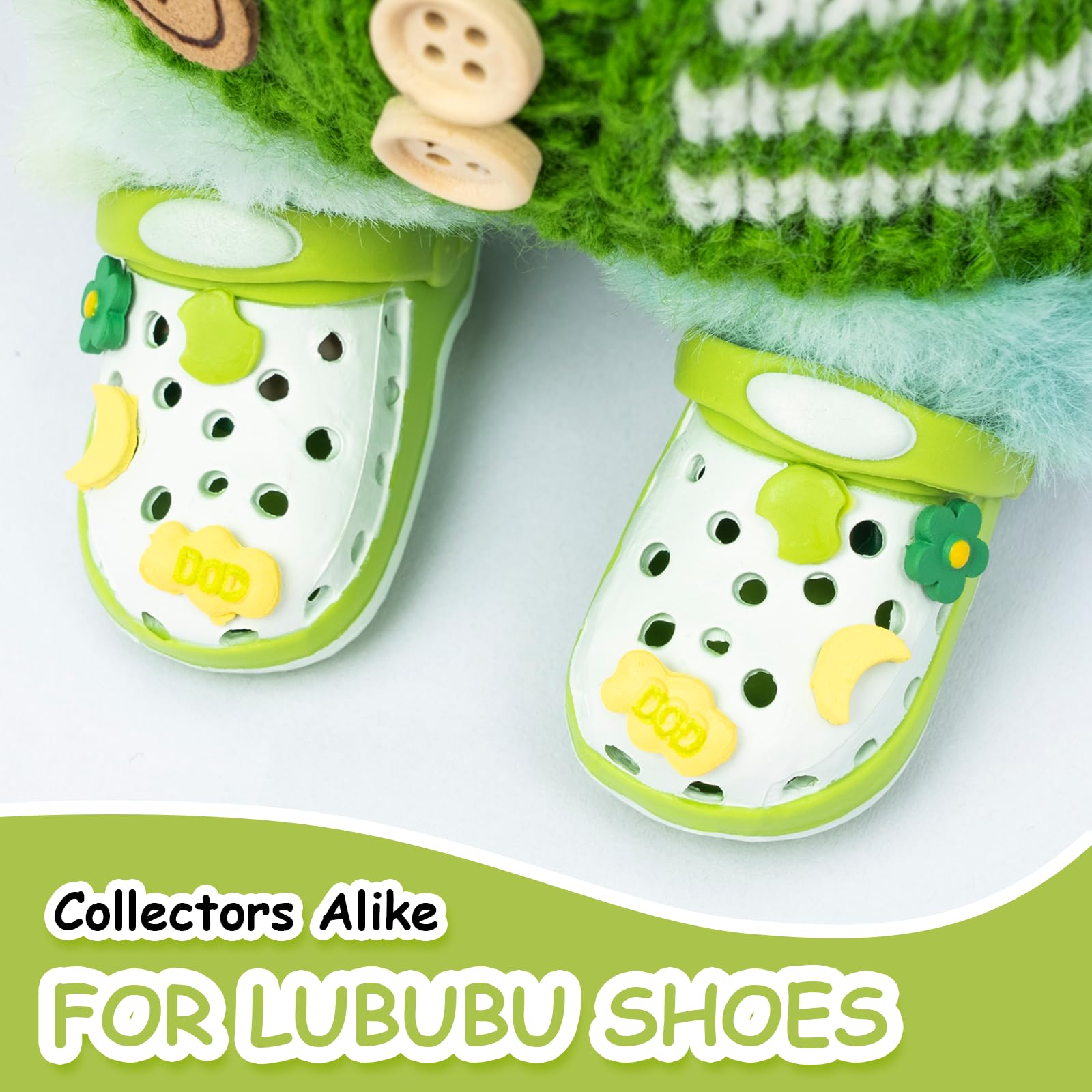 Fashion Doll Shoes for lububu, Cute Accessories for 4-7in Dolls, Green