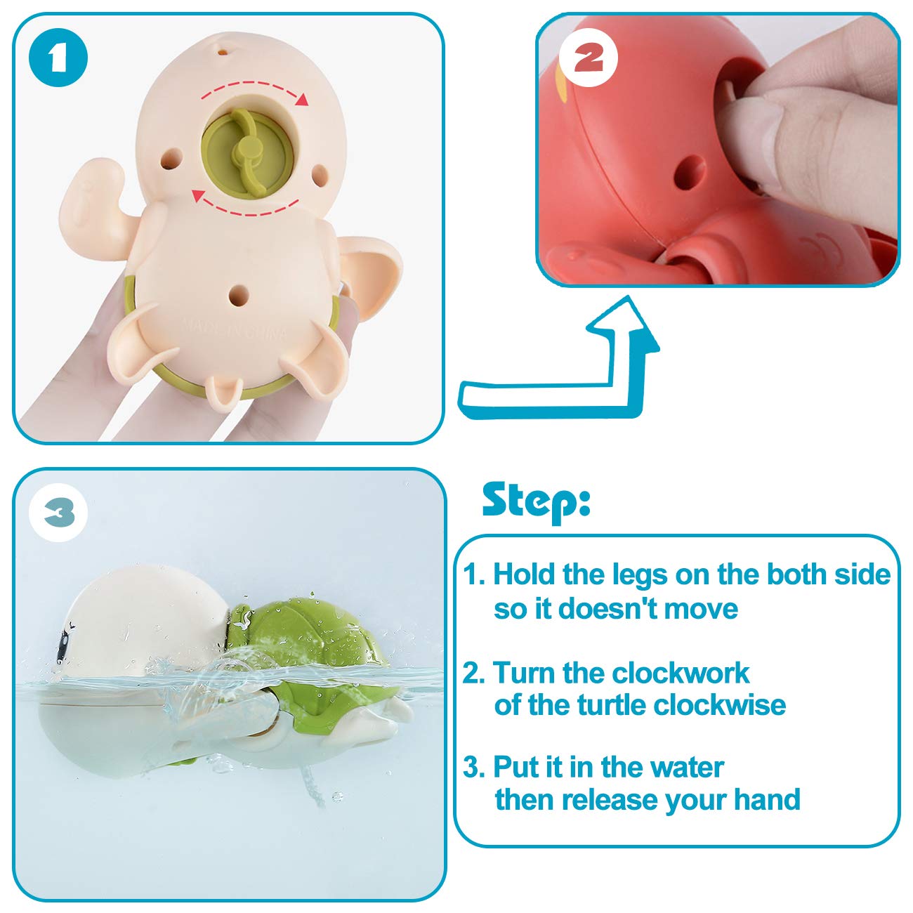SEPHIX Bath Toys for Toddlers 1-3, Cute Swimming Turtle Bath Toys for 1 2 Year Old Boy Girl Gifts, Water Pool Toys for Baby Toddler Toys Age 1-4