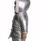 American Fashion World Mettalic Silver Puffer Coat for 18in Doll