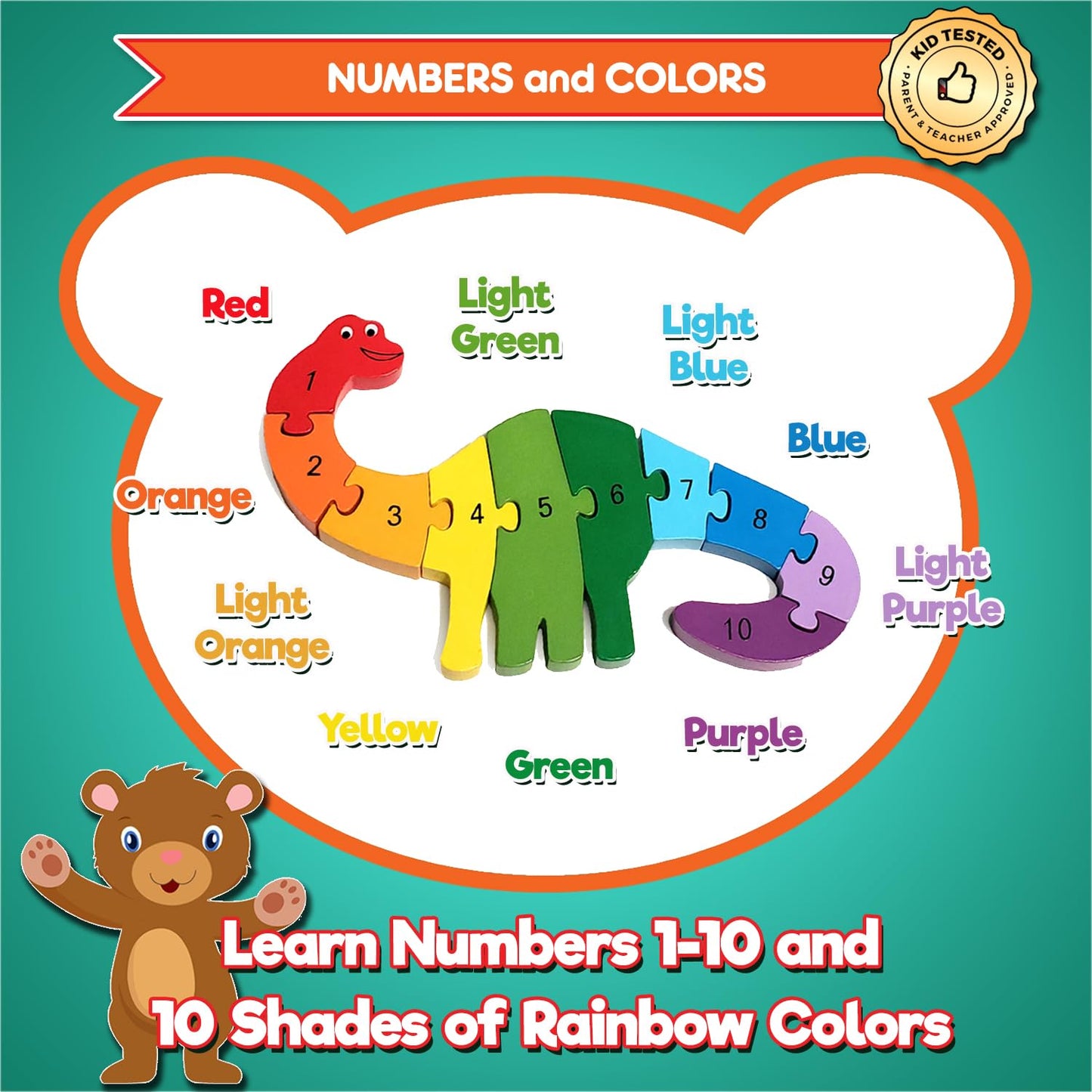 Animal Wooden Puzzles for Toddlers - Colors and Counting Building Toys and Toddler Games | Montessori Toys Wood Blocks with Storage Box and Learning
