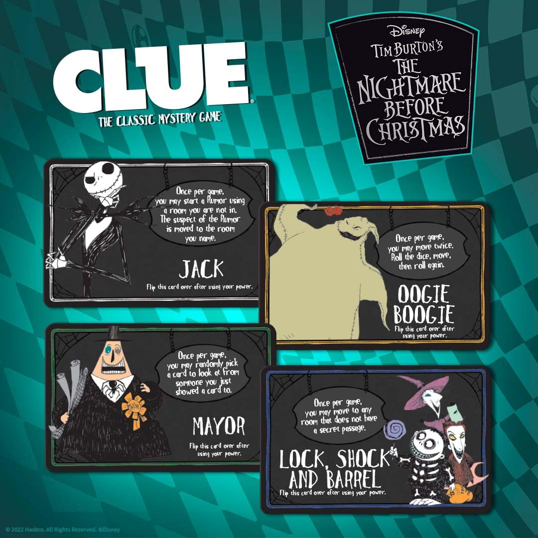CLUE: Disney The Nightmare Before Christmas | Collectible Clue Game Based on Disney Classic Film | Officially-Licensed Game with Familiar Locations