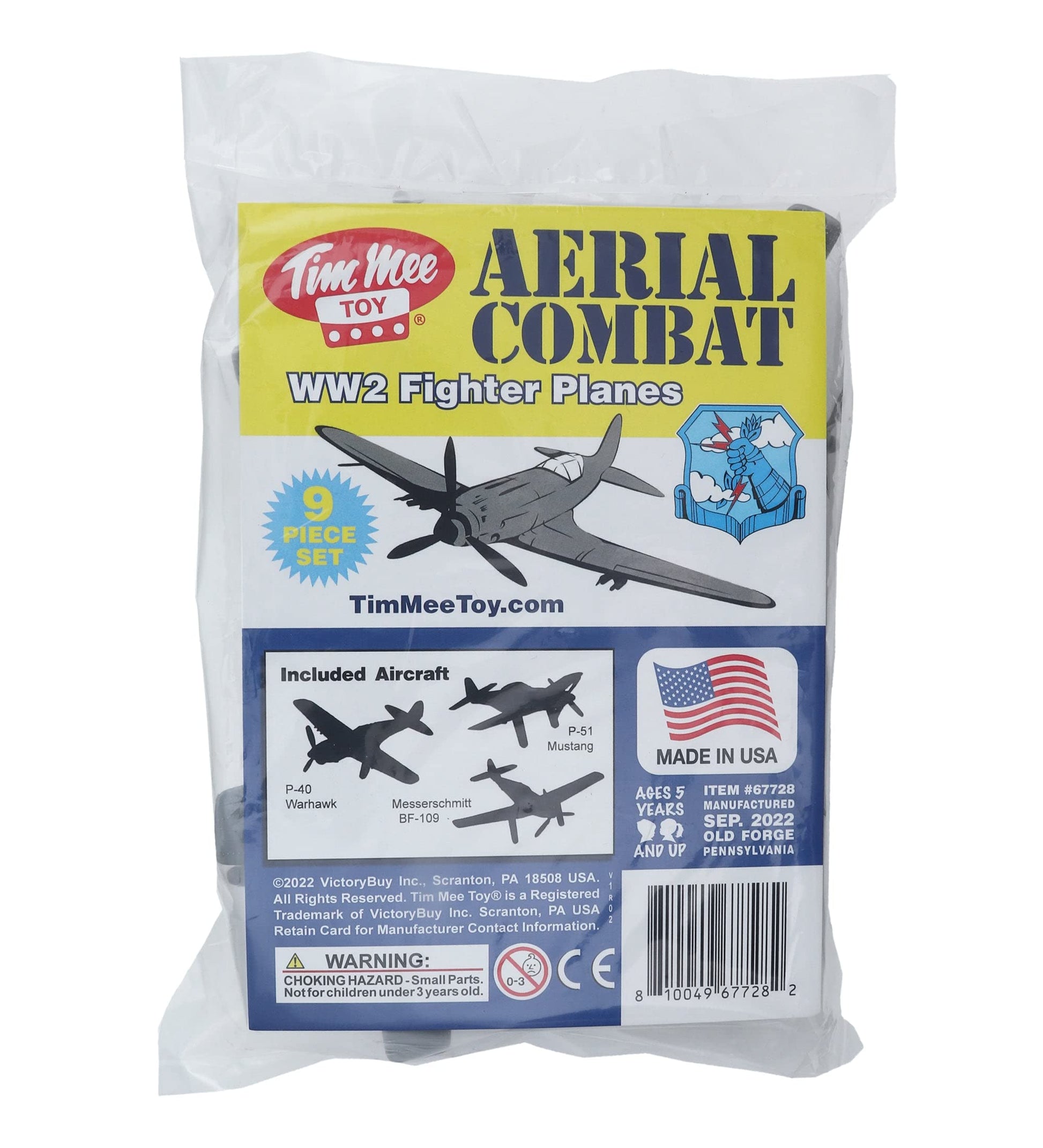 TimMee WW2 Fighter Ace Planes - Gray 9pc Plastic Army Men Airplanes USA Made