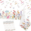 3 Pcs Wildflower Tablecloth Spring Summer Floral Table Cover for Butterfly Wildflowers Theme Picnic Dining Holiday Weeding Baby Shower Birthday Tea