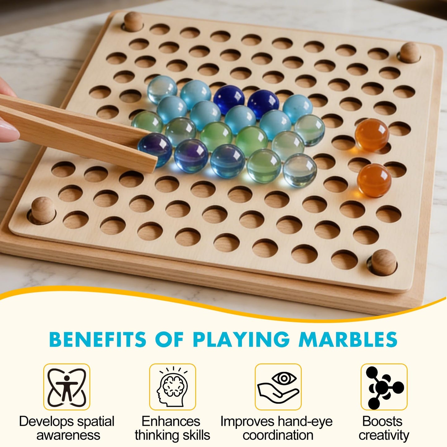 REGUICORP 80PCS Glass Marbles, 14mm & 16mm Sizes Marbles Bulk, Solid Round Marbles for Board Games, DIY Decorations and Home Furnishings, Party