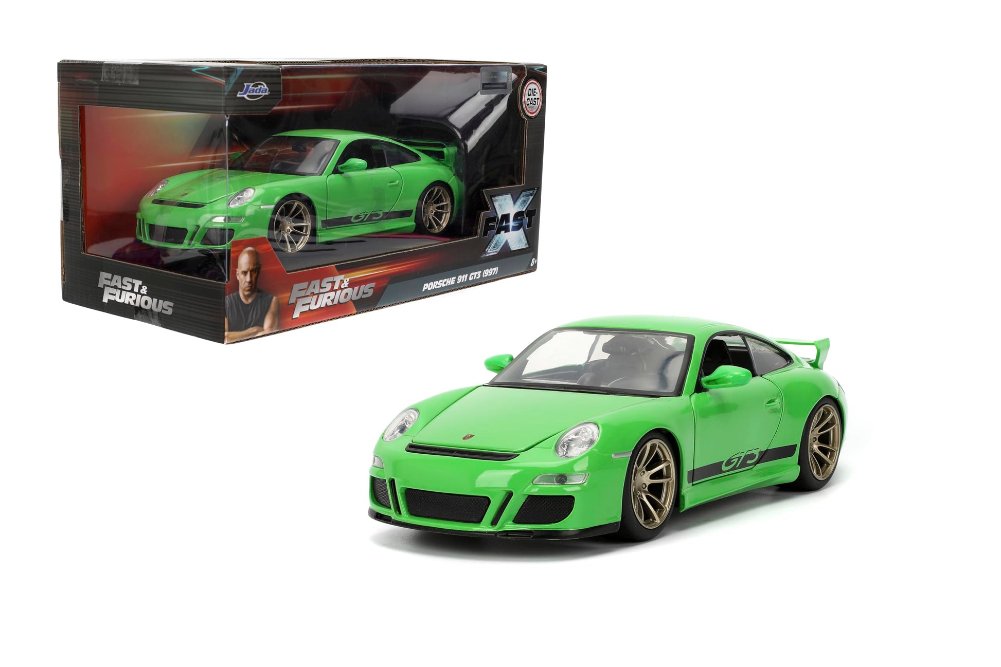 Jada Toys Fast & Furious 1:24 Scale Die-Cast 2007 Porsche 911 GT3 - Opening Doors, Detailed Interior, Rubber Tires - Collectible for Ages 8+