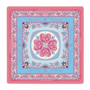 33" Aesthetic Mahjong Mat with Rules for Table (Rolled, Blue Peony)