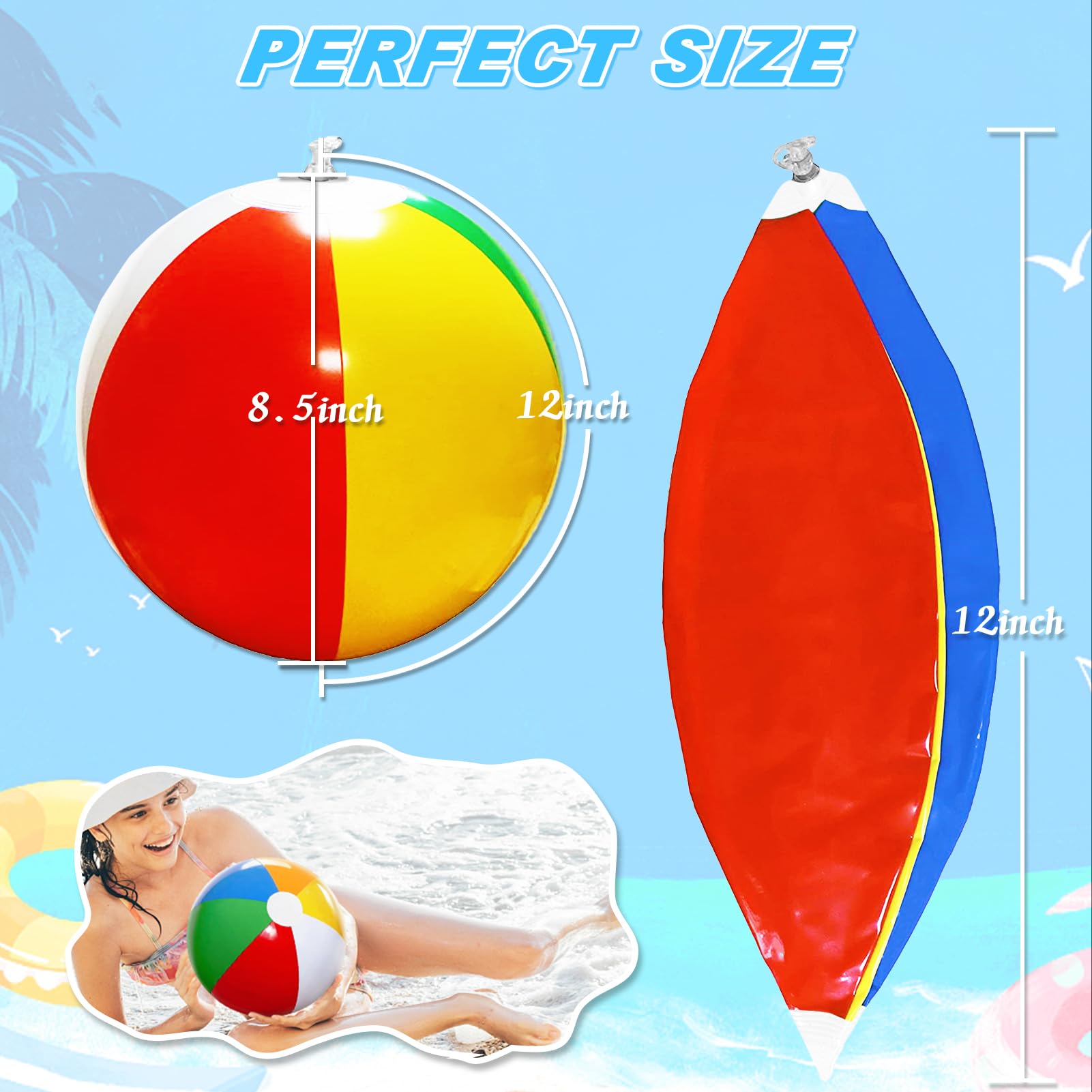 UMUACCAN Beach Ball 12 Pack - 12'' Inflatable Beach Balls for Kids Bulk, Swimming Pool Toys Beach Toys for Summer Water Games, Hawaiian Tropical Theme