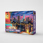 Springbok Cozy Nights & City Lights 500 Piece Jigsaw Puzzle for Adults - Cozy Rooftop Cityscape - Poster Included - Unique Cut Pieces - Made in USA