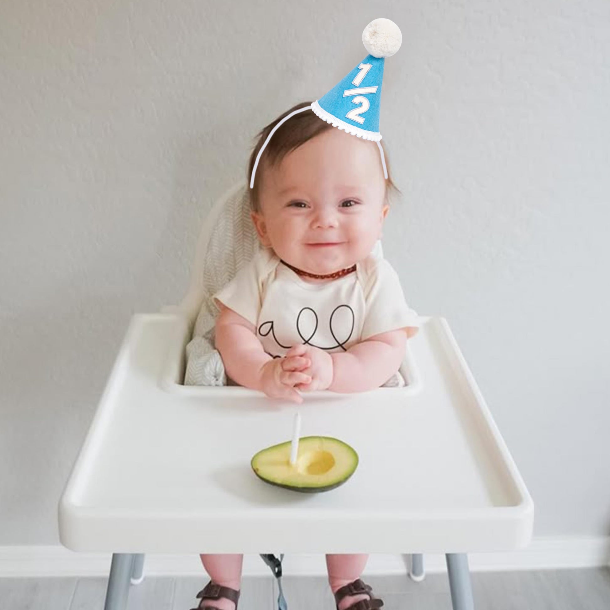 GIOGUK Half Birthday Hat - Baby 1/2 Birthday Party Taper Hat, Half Way To One Party Decoration Supplies Crown, Baby 6 Month Photo Prop Milestone