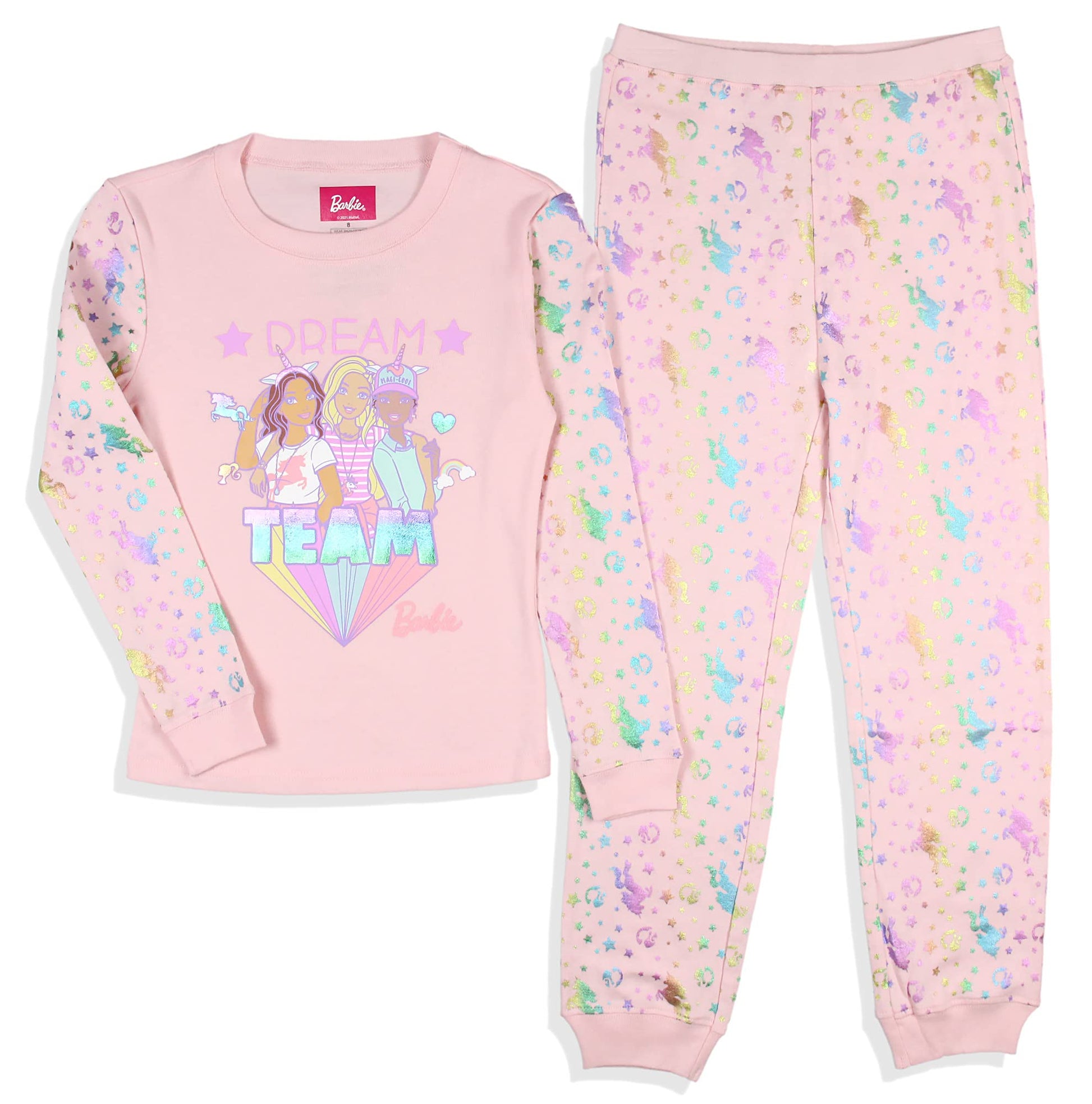 Mattel Girls' Barbie Dream Team Unicorn Best Friend Sleep Pajama Set (6)