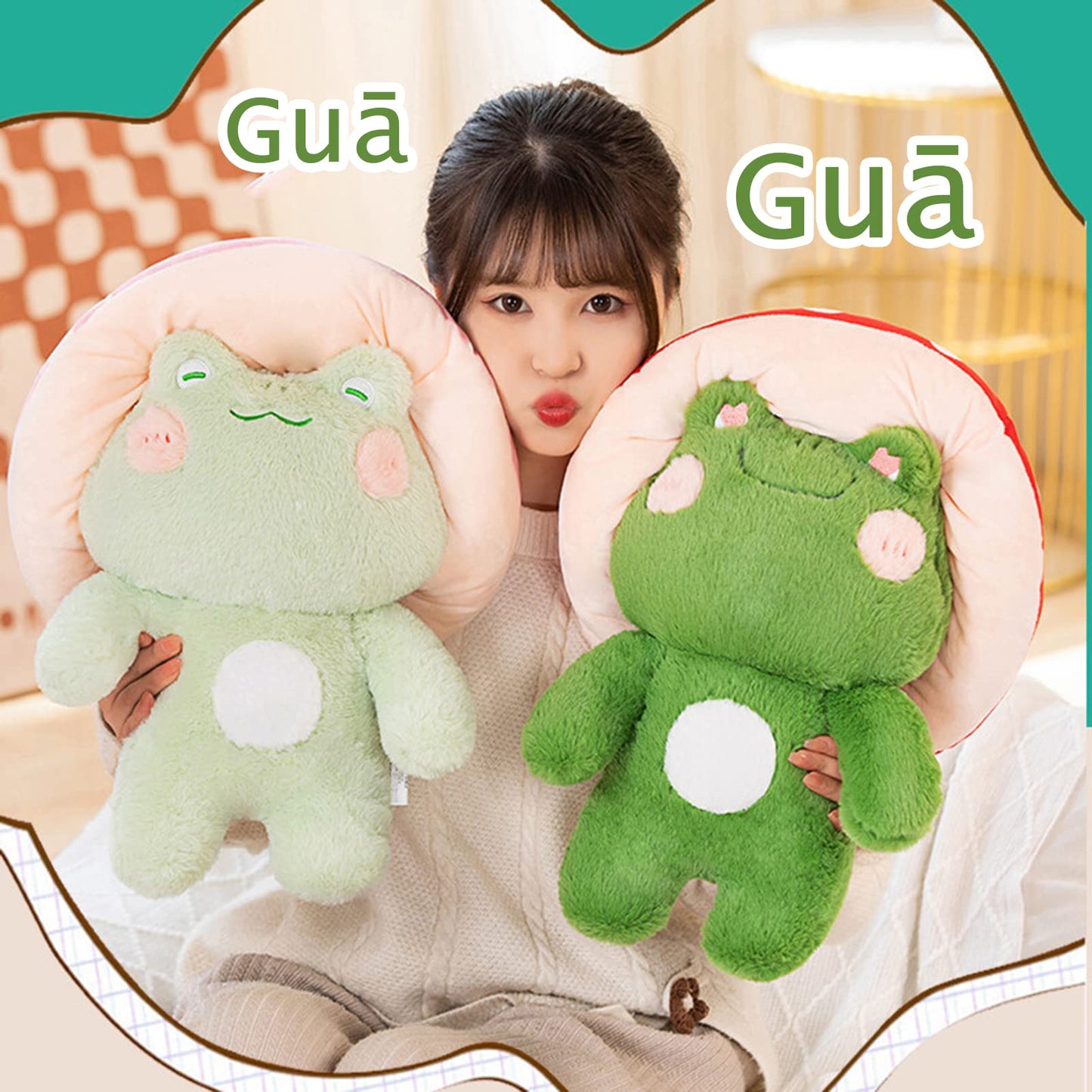 Enivtfz Frog Plush Toys, 10" Cute Frog with Red Mushroom Hat Stuffed Animals, Kawaii Plushies Gift for Kids Girls Adults Valentines Birthdays