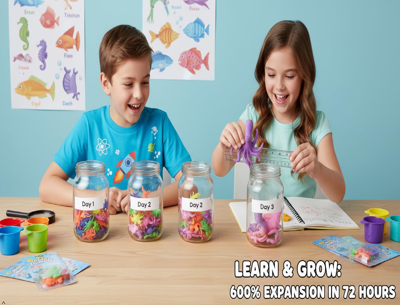 Funlop 24 Pack Sensory Jelly Water Growing Sea Life Creatures Animals, Amazing, Fun, Educational, Learning Toy for Children Boys and Girls (24