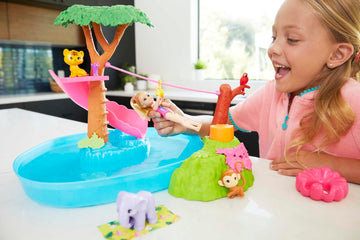 Barbie and Chelsea The Lost Birthday Splashtastic Pool Surprise Playset with Chelsea Doll (6-in), 3 Baby Animals, Slide, Zipline & Accessories, Gift