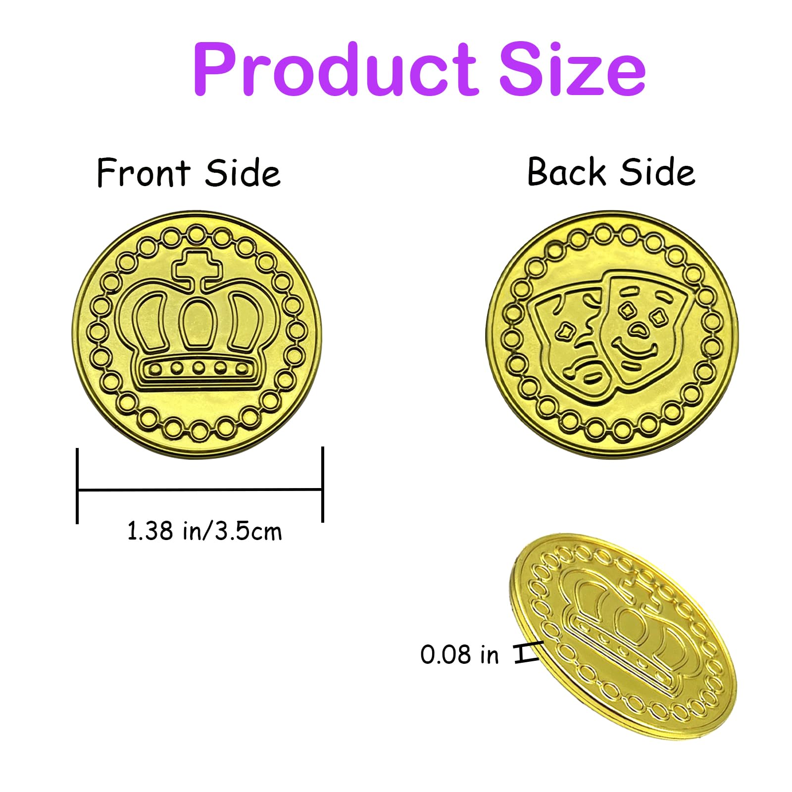 Mardi Gras Coins 144 PCS Assorted Green Purple Gold Mardi Gras Plastic Coins Set for Mardi Gras Theme Props Parade Table Decoration & Party Favors