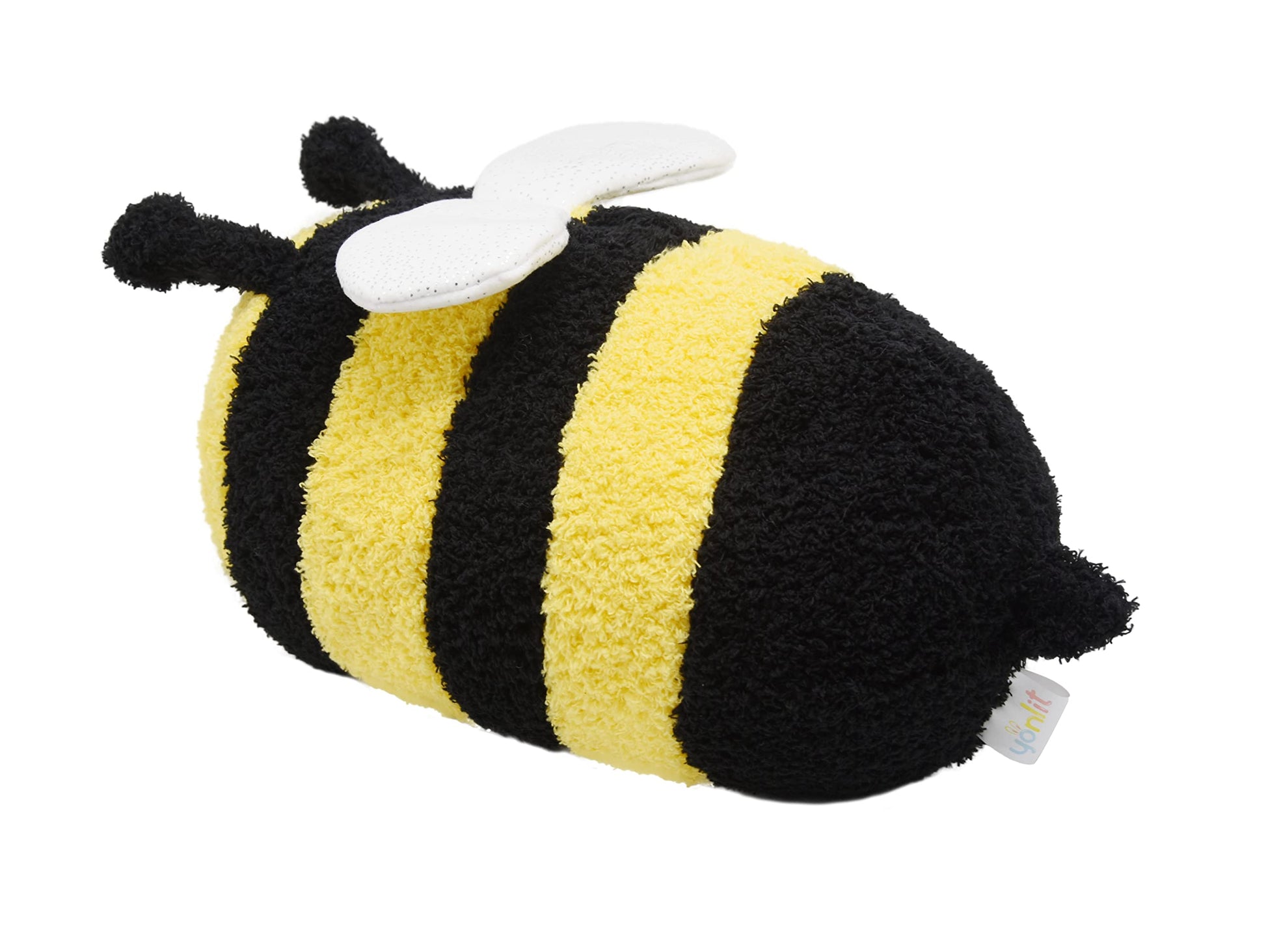 YONLIT Fuzzy Bumblebee Stuffed Animal with Smile Face and White Wings Super Cute Plush Bee Toy Excellent Gifts for Kids or Honey 12 Inch