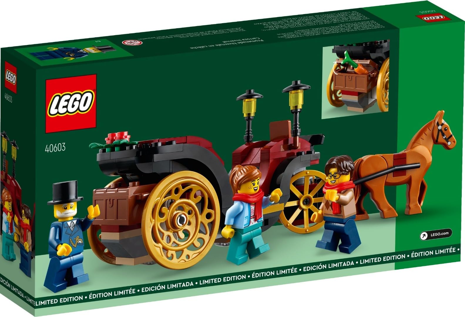 LEGO Wintertime Carriage Ride 40603 GWP - Festive Minifigures, Golden Wheels, and Charming Design for Holiday Joy (153 pcs)