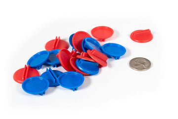 Plastic Card Stand (Red & Blue) to Hold up Playing Cards or Cardboard Marker Cut-outs: Set of 20 Red & Blue Color Round Board Game Playing Pieces