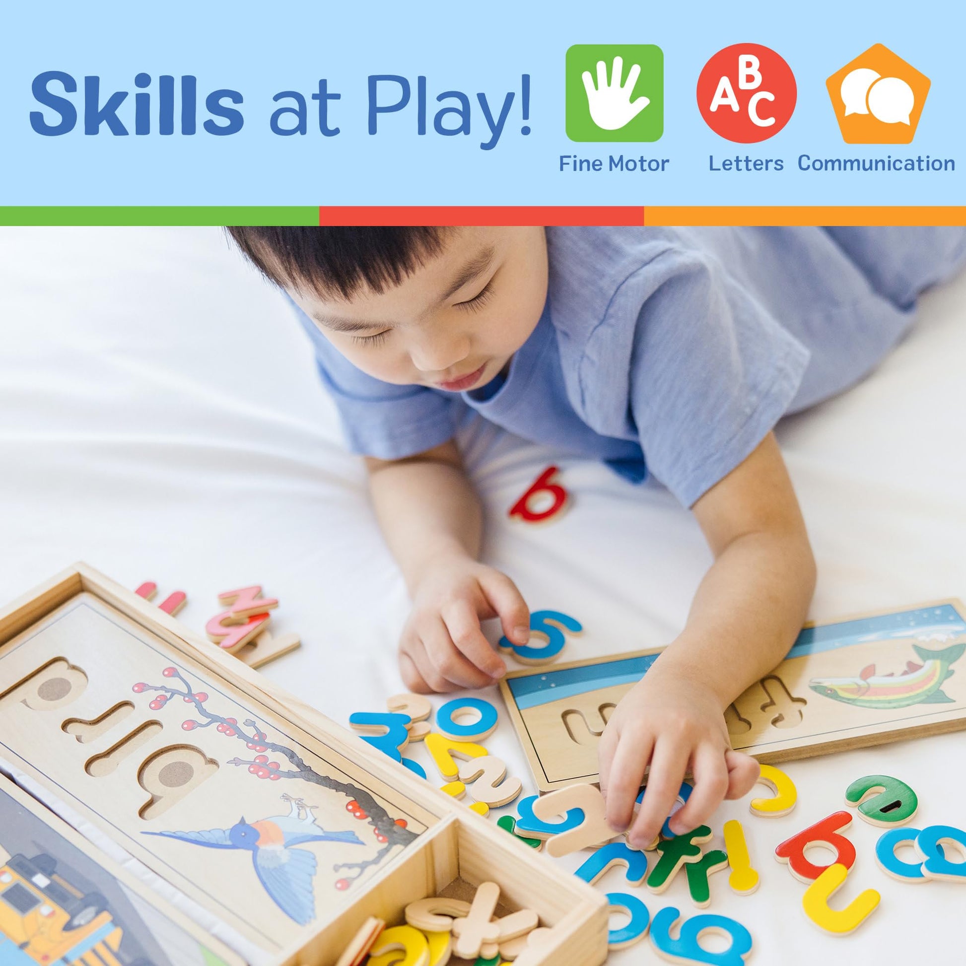 Melissa & Doug See & Spell Wooden Educational Toy with 8 Double-Sided Spelling Boards and 64 Letters Preschool Learning Activities, See & Spell