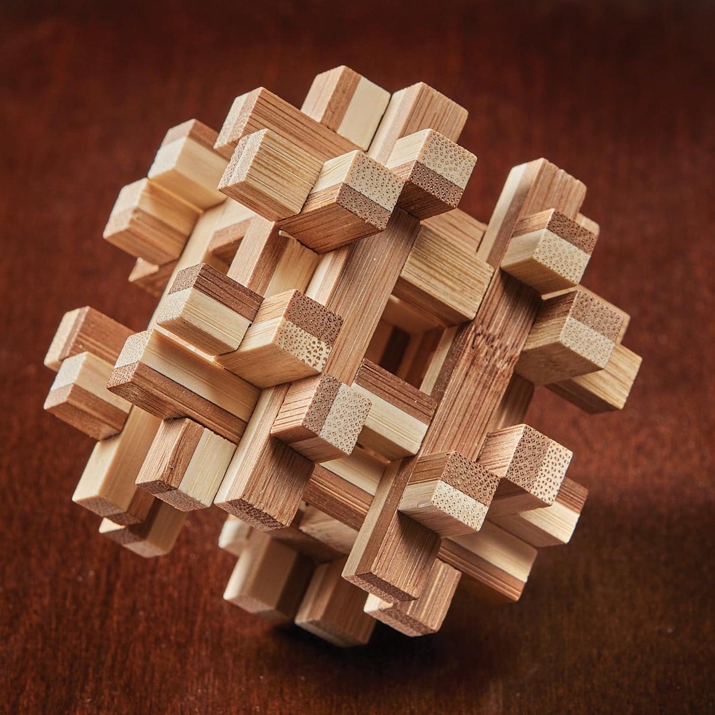 Bits and Pieces Wooden Brain Teaser Puzzle - Wood Cube Logic Puzzles, 3D Puzzles for Adults