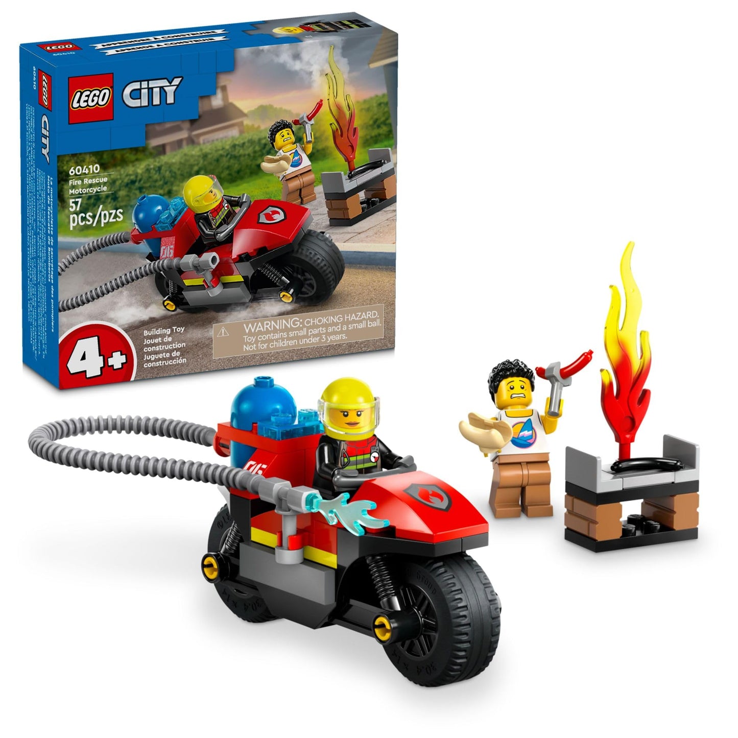 LEGO City Fire Rescue Motorcycle Firefighter Toy Playset for Kids Ages 4 and Up, Includes a Motorcycle Toy and 2 Minifigures, Fun Gift Idea or Pretend